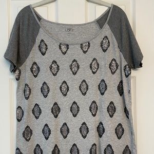 LOFT Grey s/s beaded T-shirt